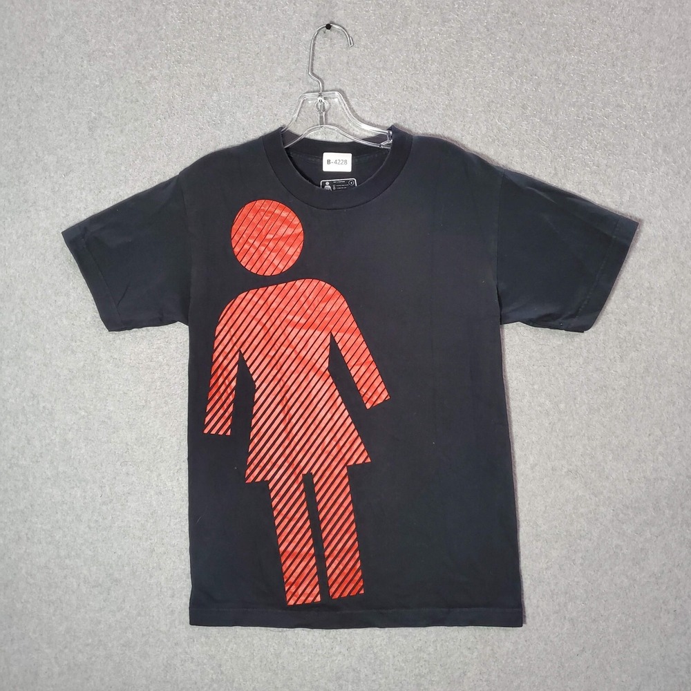 VINTAGE Girl Skateboards Men Shirt‎ Small Black Big Logo Graphic Skater Y2K Tee